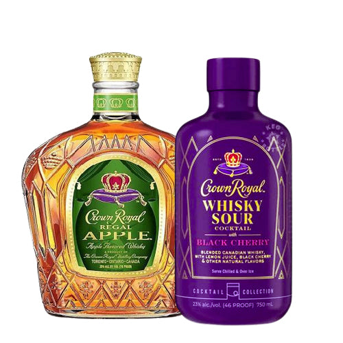 Crown Royal Sour With Black Cherry and Crown Royal Canadian Regal Apple Whiskey Bundle - AtoZBev