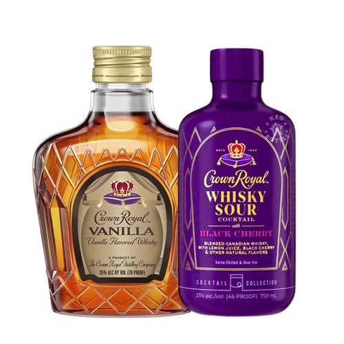Crown Royal Sour With Black Cherry and Crown Royal Canadian Vanilla Whiskey Bundle - AtoZBev