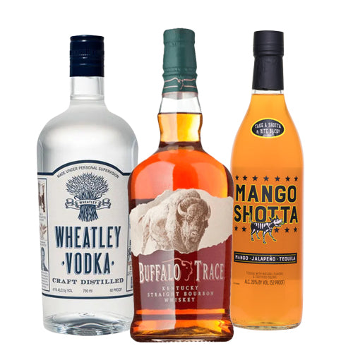 Buffalo Trace Bourbon, Wheatley Vodka, Mango Shotta Tequila Bundle - AtoZBev