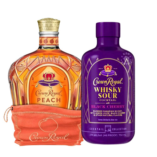 Crown Royal Sour With Black Cherry and Crown Royal Peach Whiskey Bundle - AtoZBev