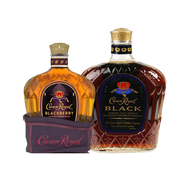 Crown Royal Blackberry 750ML and Crown Royal Canadian Whisky Black 1.75L Bundle - AtoZBev