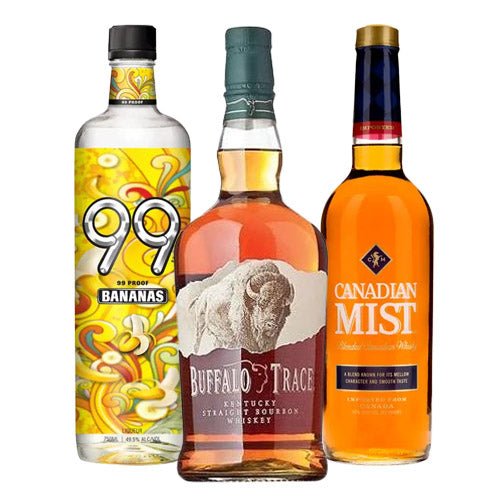 Buffalo Trace Bourbon, 99 Brand Bananas, Canadian Mist Canadian Whisky Bundle - AtoZBev