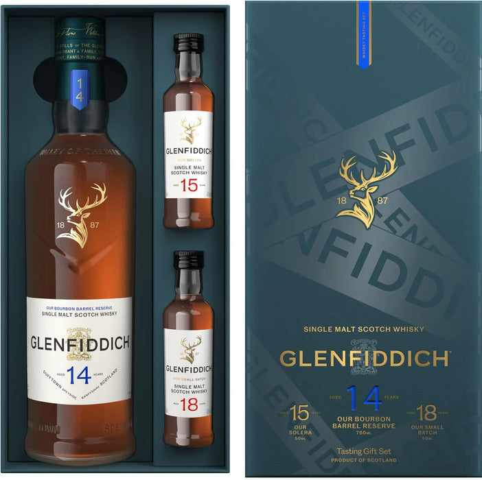Glenfiddich Scotch Single Malt Bourbon Barrel Reserve Gift Box 14yr 750ml - AtoZBev